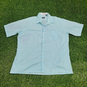 Vintage 80s Countess-Mara Button Shirt XL 25x30 Baggy Blue